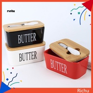 Richu* Easy to Clean Butter Dish Hand Wash Recommended Butter Pan Handcrafted Ceramic Butter Dish with Lid and Knife Set Stylish Butter Keeper for Kitchen for Southeast