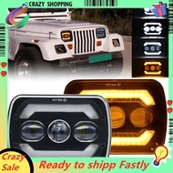 5X7 LED Headlights, 180W 7X6 Headlights Accessory with Yellow Turn Signal White DRL for YJ XJ Trucks
