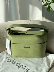 RABEANCO Crescent Bag Large Size Lychee Print Cowhide Shoulder Bag Womens Handbag Large Capacity Simple Commuter Bag