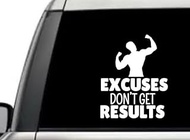 Excuses Dont Get Result Muscal Man Motivational Inspirational Relationship Quote Window Laptop Vinyl Decal Decor Mirror Wall Bathroom Bumper Stickers for Car 5.5” Inch