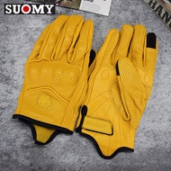 SUOMY Yellow Motorcycle Racing Gloves Summer Perforated Leather Motocross Glove for Men And Women Mo