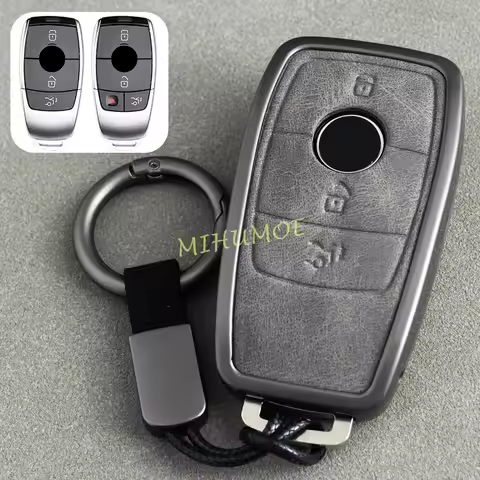 Metal Leather Car Key Fob Case Cover Keychain For Mercedes Benz A200 E300 E450 GLA200 GLA250 GLC300