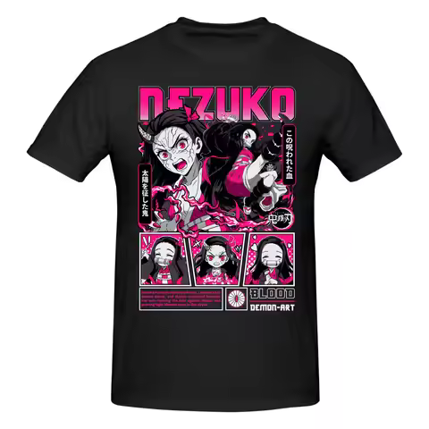 Male Demon Slayer T Shirt Streetwear Short Sleeves 100% Cotton Kimetsu no Yaiba Nezuko T-shirt Creat