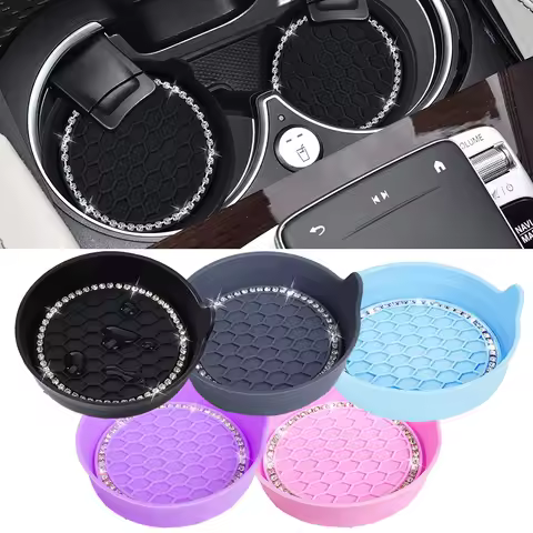 2PCS Car Cup Coaster with Bling Crystal Rhinestone for Car Cup Holder, Drink Rack