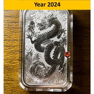 2021 - 2024 SILVER AUSTRALIA 1 OZ DRAGON RECTANGULAR .9999 BAR COIN