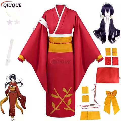 Izumi Kyouka Cosplay Costume with Headwear Anime BSD Cosplay Wig Women Kimono Yukata Halloween Carni