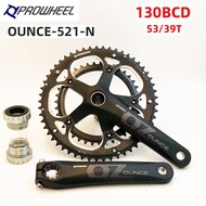 PROWHEEL OUNCE-521 Hollow Double Chainring road bike crank 53-39T 130 BCD bicycle crank sprocket Bottom bracket 170mm 53-39T bicycle parts