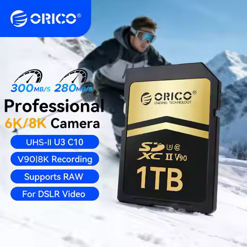 ORICO Professional SDXC Memory Card UHS-II, C10, U3, V90, Full HD, 8K, Up To 300MB/s Read for DSLR, 