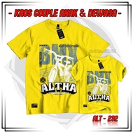 KAOS DISTRO COUPLE ANAK & DEWASA ALTHA CODE ALT 232 KUNING SEPEDA || BAJU ATASAN PRIA DEWASA KATUN (