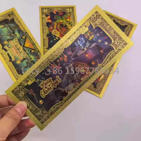 4 designs Santa Claus 24k Gold Plated Banknotes USD 2 Dollar Prop Money For Christmas New Year Gift