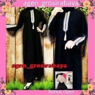 ABS132 - Terlaris Abaya Gamis Sabyan Couple Ibu Dan Anak Abaya Hitam M