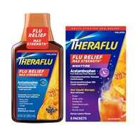 Theraflu Max Strength Daytime Flu Symptom Relief, Honey and Elderberry Syrup, 8.3 Fl Oz and Nighttim