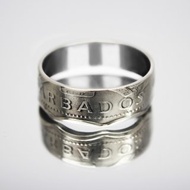 巴巴多斯硬幣戒指 1 美元 1988-2005 男士硬幣戒指 女士硬幣戒指