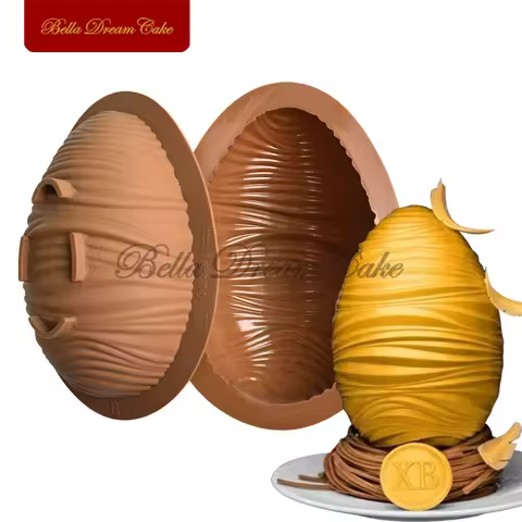 2pcs/set Wrinkle Texture Easter Egg Silicone Chocolate Mold DIY 3D Breakable Mousse Mould Cake Decor