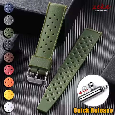 Tropical Silicone Watch Band Quick Release Strap 20mm 22mm for Oris for Seiko for Citizen Rubber Wri