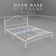 (+TILAM) JKEE WHITE Mesh Base Metal Queen Bed Frame Set / Set Katil Queen Besi - Furniture