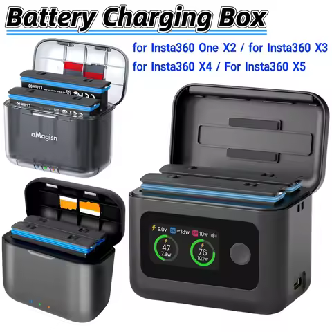 Fast Charging Case Dual-Slot Battery Charging Storage Box for Insta360 One X2/for Insta360 X3/for In