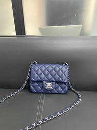 Chanel mini cf square 深藍色荔枝牛皮方胖子