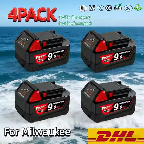 New 18V 9Ah for Milwaukee 18V Battery Li‑Ion Replacement Battery for Milwaukee 18V 48-11-2830 0730-2