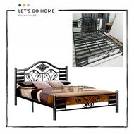 Matte Black Metal Queen Bed Frame | Katil Besi Queen | Metal Slats Base Bed | Katil Queen Base Tebal