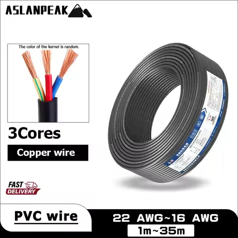 Rvv-3Cores 22-16Awg 1-35m Pvc Copper Wire Jacket Cable Electric Extension Power Wire Automobile Elec