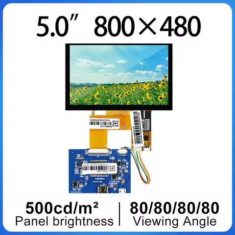 5 Inch 40 Pins RGB LCD Display Screen 800*400 Brightness 500 IPS Screen with Touch Panel for Car Rec