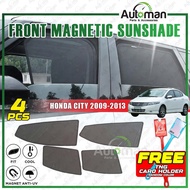 Honda City 2009 - 2013 Magnetic Sun Shade Magnet Sunshade FREE Stick TouchNGo Holder