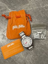 (要維修🧰need repair) Folli Follie 白陶瓷粉紅色針不鏽鋼銀防水名牌手錶 water resistant stainless steel white ceramic pink 