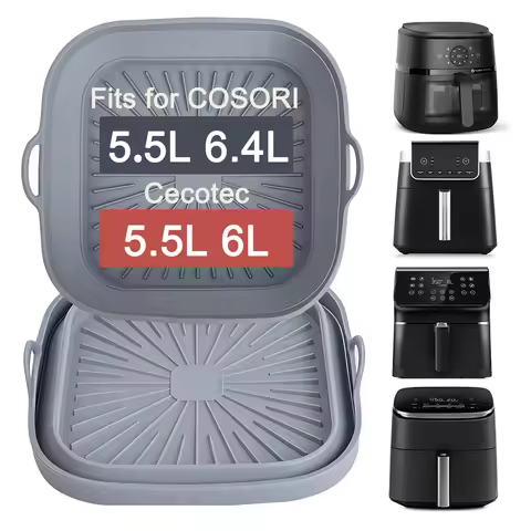 Air Fryer Accessories for COSORI 5,5L 6,4L，Cecotec 5,5L 6L，Ninja 180 Square Reusable 20-23cm XXL Air