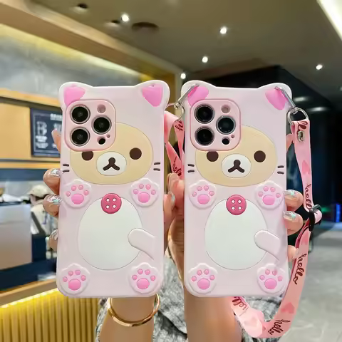 Cute Bear Cover For Samsung Galaxy X-cover 7 5 M13 M53 M52 M33 M23 M14 M54 M15 M55 M32 Crossbody Rop