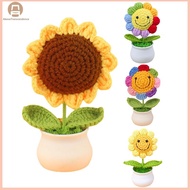 Abo  1 Piece Creative Artificial Flowers Cute Crochet SunFlower Pots Knitted Flower Graduation Flowe
