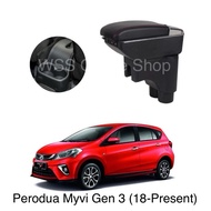Arm Rest Console Box (Double Layer + USB Port) with Red Lining [Perodua Myvi Gen 3] (18-Present)