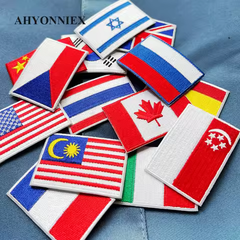 Small Size United States UK Italy France Germany Flag Personality Embroidery Badges Iron On Patch fo