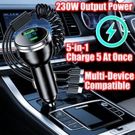 230W Total Power Output car charger 5-port with USB car charging adapter Ports Car Phone Charge Stre
