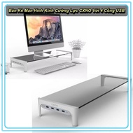 Kệ Đỡ Màn Hình Máy Tính CXNO Với 4 Cổng USB Kính Cường Lực Cao Cấp ️⚜️Home and Garden⚜️
