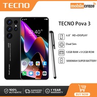 Tecno Original Pova 3 Cellphone Global Version 12GB+512GB  Android 11 Mobile Phone 5G Smartphone 6.8" HD+ 90hz Display