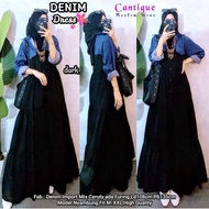 DENIM DRESS / DENIM DRESS COMBINATION OF CERUTY / WOMEN'S DRESS / DARK GAMIS / CANTIQUE
