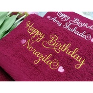 Towel Sulam Nama 2 Line Hadiah birthday gift baby cotton budak taska tadika tuala Hantaran Serap Air