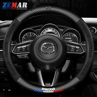 Mazda Car Steering Wheel Cover For 38CM 2 3 CX5 CX30 CX8 CX3 Mazda2 6 5 bl gh gp  Carbon Brazing 3D 