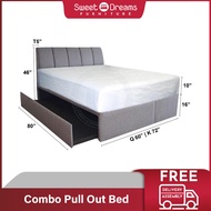 Combo Pull Out Bed | Bedframe + Mattress | Available Queen & King size with Single or Super Single P
