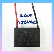 CBB61 Fan Capacitor 2uF 450VAC Square type x 2