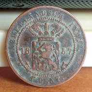 Koleksi Koin Kuno Ned Indie 1 Cent tahun 1857 detail K-3603