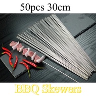 50pcs 30cm Reusable Stainless Steel Barbecue Skewers BBQ Needle Stick For Outdoor Picnic Tool