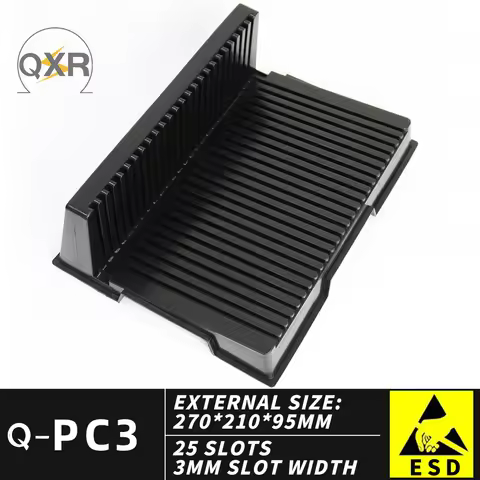 ESD Q-PC3 Pcb Rack Storage Anti-static 270X210X95mm 25 Slots Black Plastic Antistatic L-shape Tray S