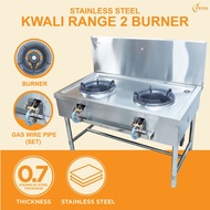 Dapur Gas Masak Stainless Steel Kwali Range 2 Burner High Pressure Dapur Gas 2 Tungku Commercial Sto