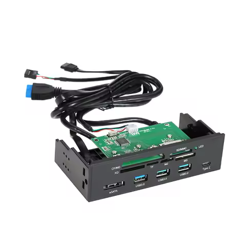 5.25" Internal Card Reader Media Multi-Function Dashboard PC Front Panel Type-C USB 3.1 USB 3.0 Supp