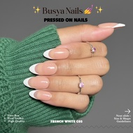 Busya Nails - French White C03 Gel Nail Art False Nails Pressed On Nails Gel Free Toolkit