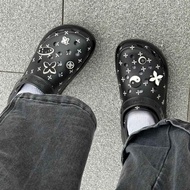 Dép sục mega crush black compass tặng kèm jibbitz charm 3D sục đế cao 7 phân nam nữ cao cấp