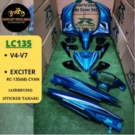 (STICKER TANAM/AIRBRUSH) RAPIDO COVER SET LC135 V4-V7 EXCITER RC-135 (68) CYAN