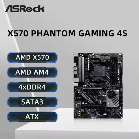 ASRock X570 PHANTOM GAMING 4S Motherboard X570 AMD AM4 Support 5600 5600G 5700X 5800X3D CPU 4×DDR4 1